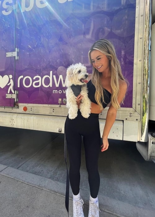 Emily Elizabeth as seen in a picture with her pet dog that was taken in September 2022, in Newport Beach