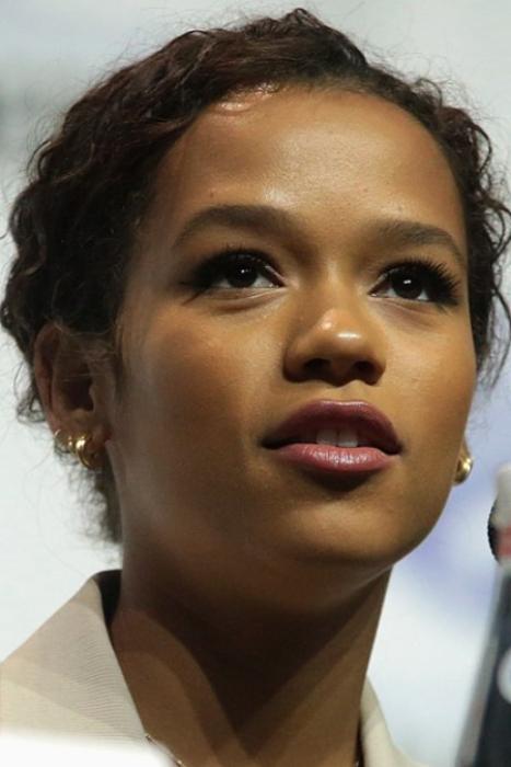 Taylor Russell as seen speaking at the 2018 WonderCon for Netflix's Lost in Space in California