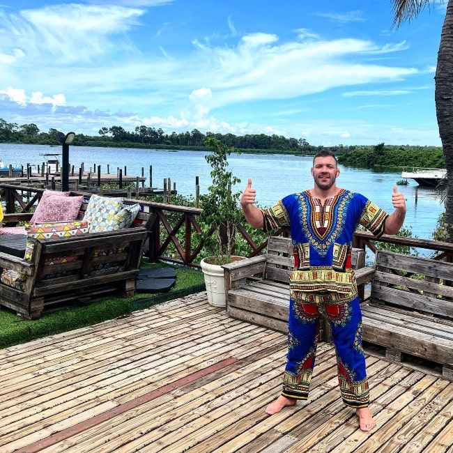 Dricus Du Plessis smiling for a picture in Angola, Luanda in April 2023