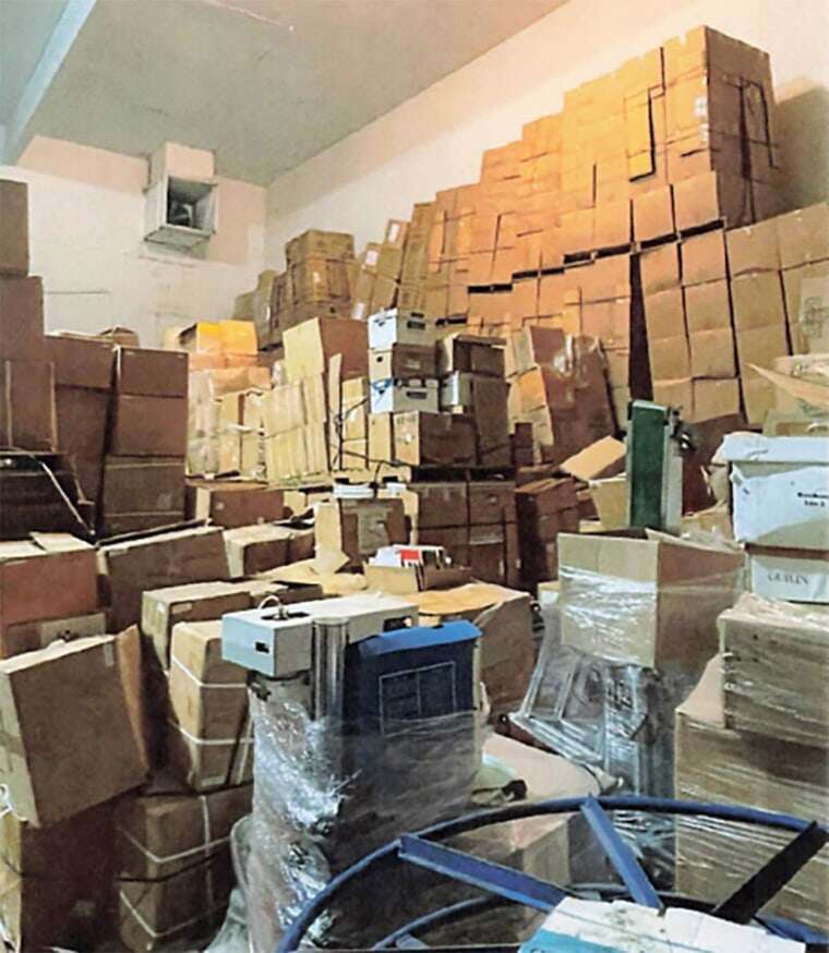 Furniture, chemicals, and devices improperly stored.