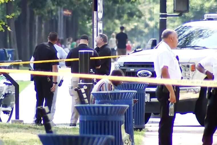 Police investigate the scene of a crash that killed one person in Washington, DC., on July 12, 2023.