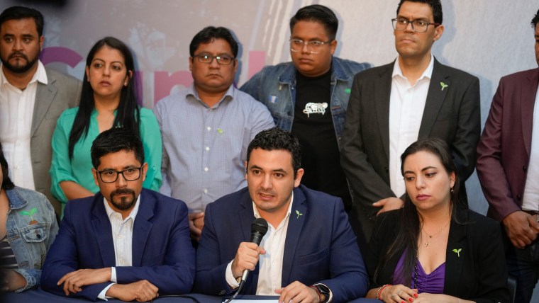 Seed Movement party lawmakers at a press conference in Guatemala City, on Aug. 30, 2023.