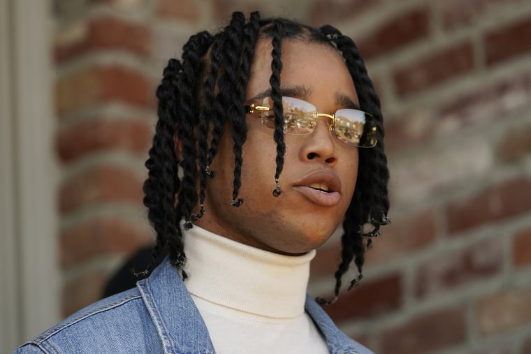 D'Monterrio Gibson speaks at a news conference