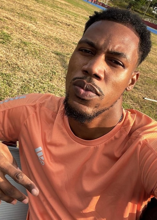 Zharnel Hughes as seen in a selfie that was taken in November 2021