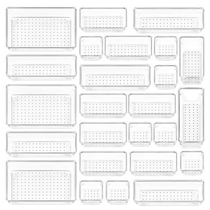 Vtopmart 25 PCS Clear Plastic Drawer Organizers Set