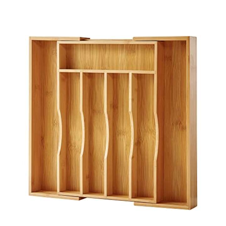 Oridom Expandable Bamboo Kitchen Drawer Organizer