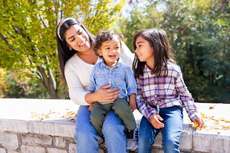 Anil Rawasia with her two children.