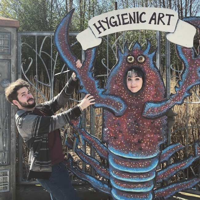 FlyBorg as seen in a picture that was taken with her beau Alex March 2020