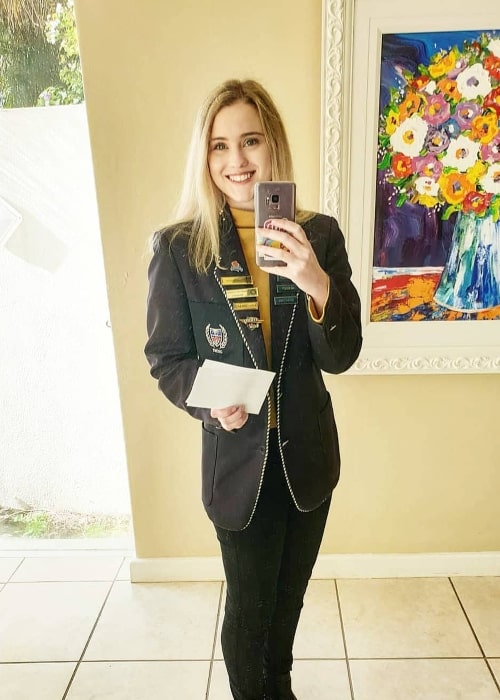 Thea Booysen as seen in a selfie that was taken in October 2020