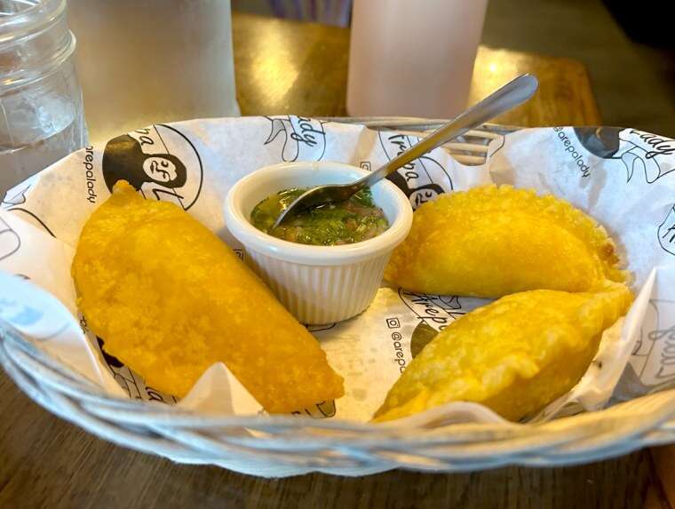Image: Lunchtime offering at The Arepa Lady in Queens, New York