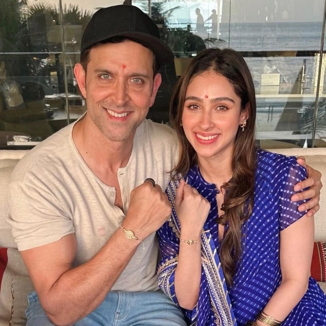 Pashmina Roshan as seen in a picture with her brother on Raksha Bandhan in August 2023