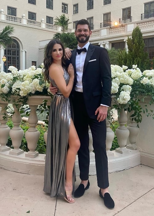 Blaine Hart as seen in a picture with his wife Andi Dorfman that was taken in January 2022, in Palm Beach, Florida