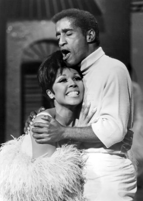 Photo of actress Diahann Carroll and Sammy Davis, Jr. from the television program The Hollywood Palace in July 1968