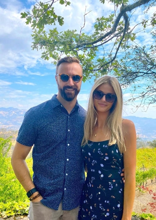 Rebecca Dalton as seen while posing for a picture with James Hinchcliffe in Napa, California in September 2022