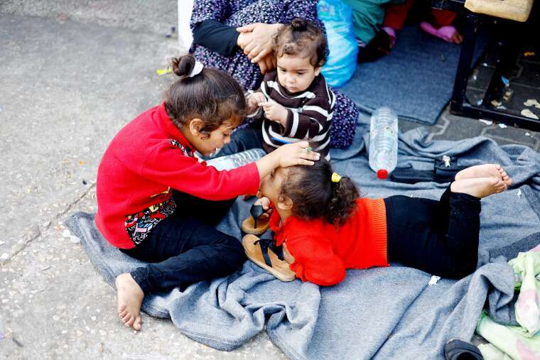 Palestinians take shelter in a United Nations-run school in Khan Younis