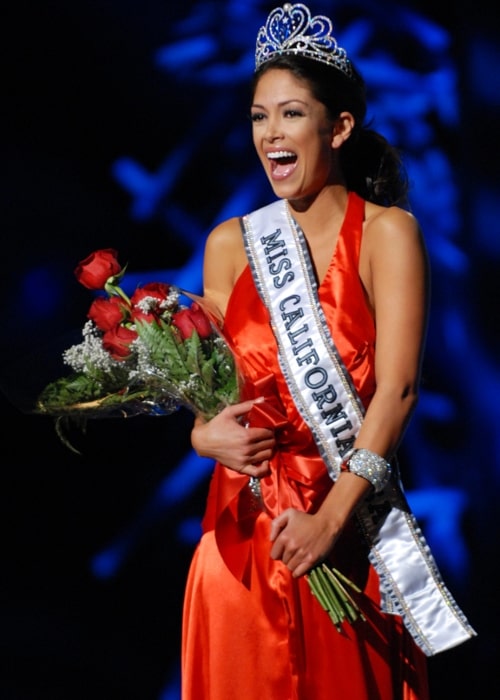 The newly crowned Miss California USA 2010, Nicole Johnson on-stage at the The Agua Caliente Casino in Rancho Mirage, California on November, 22, 2009