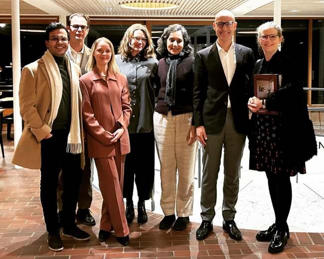 Gauri Gill (center) as seen posing for a photograph with her Danish friends