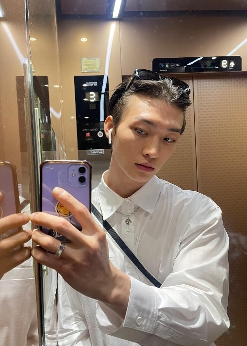 Sang Heon Lee as seen while taking a mirror selfie in Seoul, South Korea in September 2023