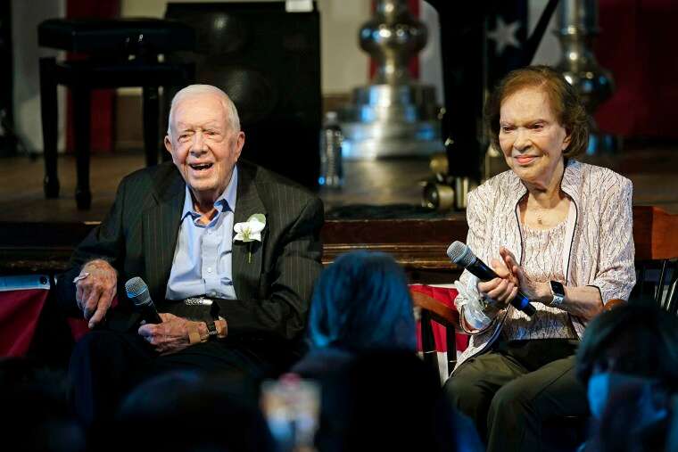 Former U.S. President Jimmy Carter and his wife, former first lady Rosalynn Carter