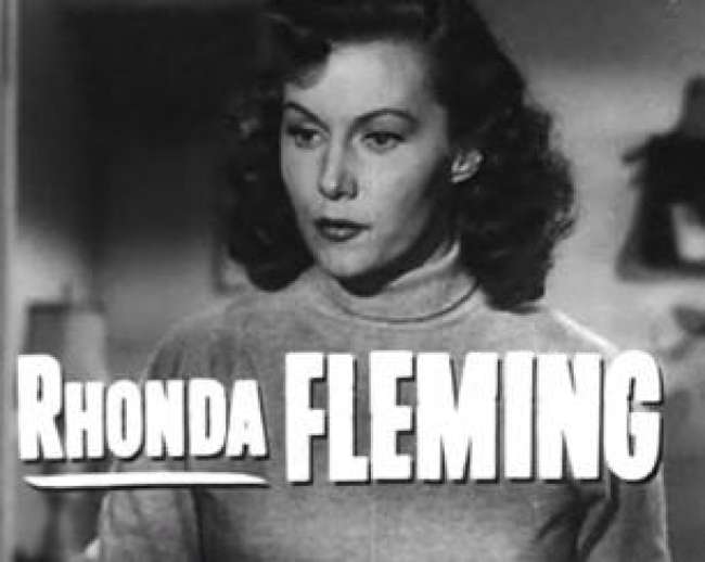 Rhonda Fleming as seen in a screenshot from the trailer of her 1951 film Cry Danger
