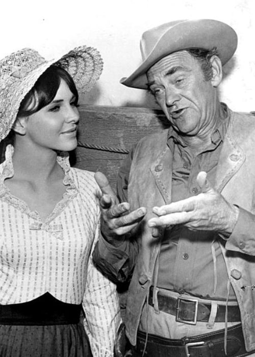 John McIntire as seen with his daughter Holly in the television series Wagon Train in 1963