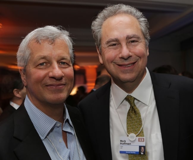 Jamie Dimon (Left) and Mark Hoffman as seen while posing for the camera in 2013
