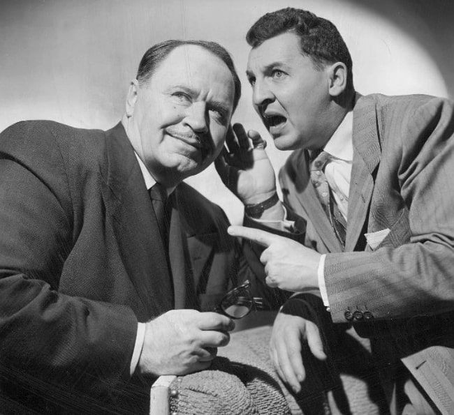 Eddie Bracken (Right) and Howard Freeman as seen in a scene from a stage version of 'The Seven Year Itch'