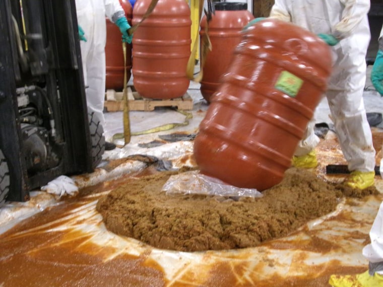 Vat of jalepeno paste containing packages of narcotics