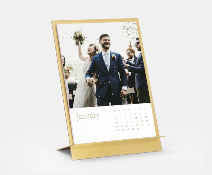 Artifact Uprising Photo Desk Calendar with Brass Easel