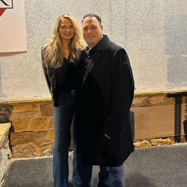 Nina Stewart as seen in a picture that was taken with her husband Bruce in April 2023