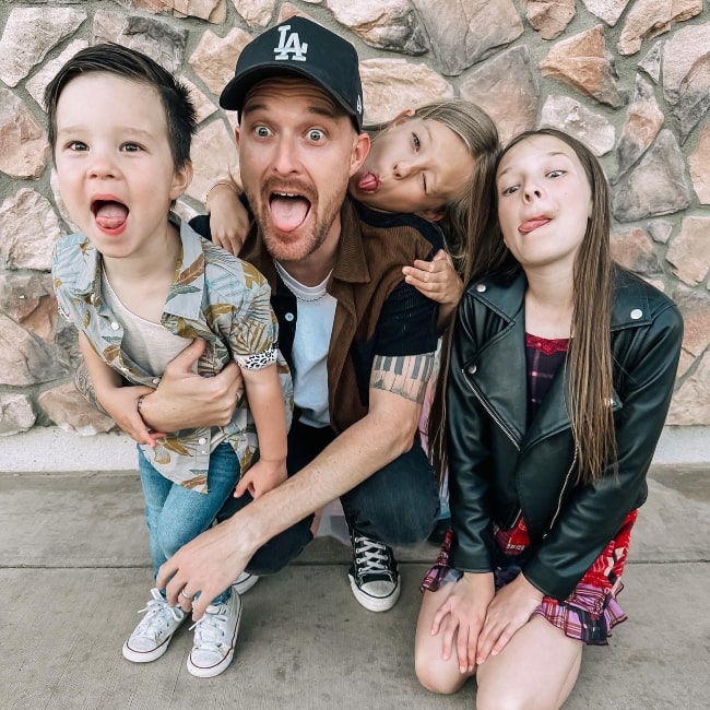 Jeff Johnson as seen in a picture with his children Theodore, Olivia, and Peyton that was taken in June 2023