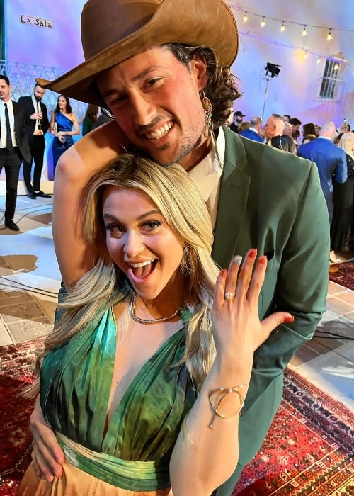 Brayden Bowers as seen in a picture with his beau Christina Mandrell in January 2024, at The Golden Bachelor