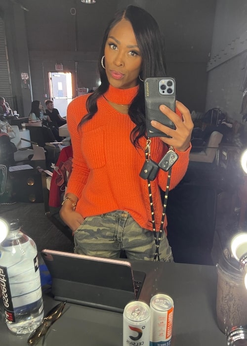 Shauntè Massard as seen in a selfie that was taken in Los Angeles, California at Dhar Mann Studios in May 2022