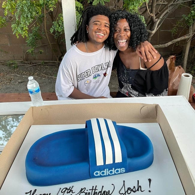 Josh Price as seen in a picture with his mother on his 19th birthday in June 2021