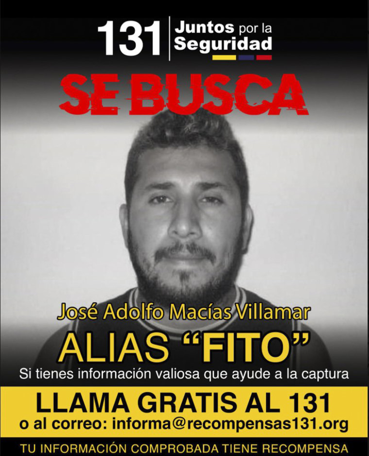 Wanted poster for José Adolfo Macías Villamar.  