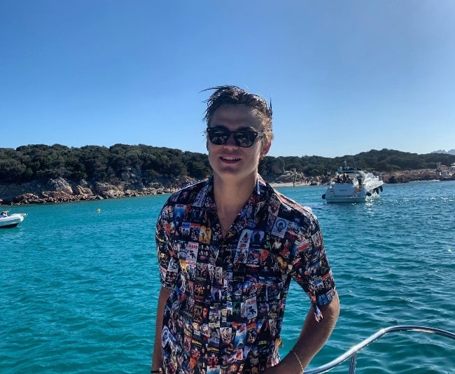 Saul Nanni as seen while smiling for a picture in Sardegna, Italy in August 2019