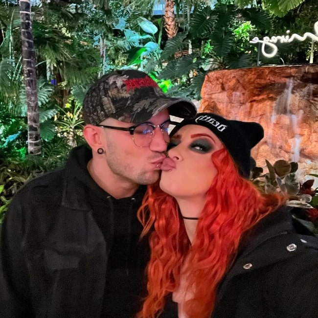 Gigi Dolin as seen in a selfie with her beau wrestler Zachary Green taken in January 2024, while in Vegas