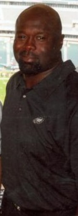 Hugh Douglas as seen while watching a game from the press box in 2008