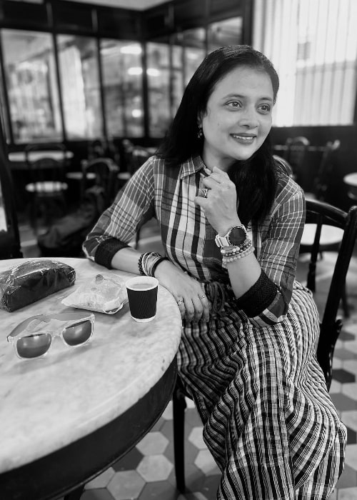 Bhargavi Chirmule as seen while enjoying her time at a cafe in Mumbai, Maharashtra in December 2023