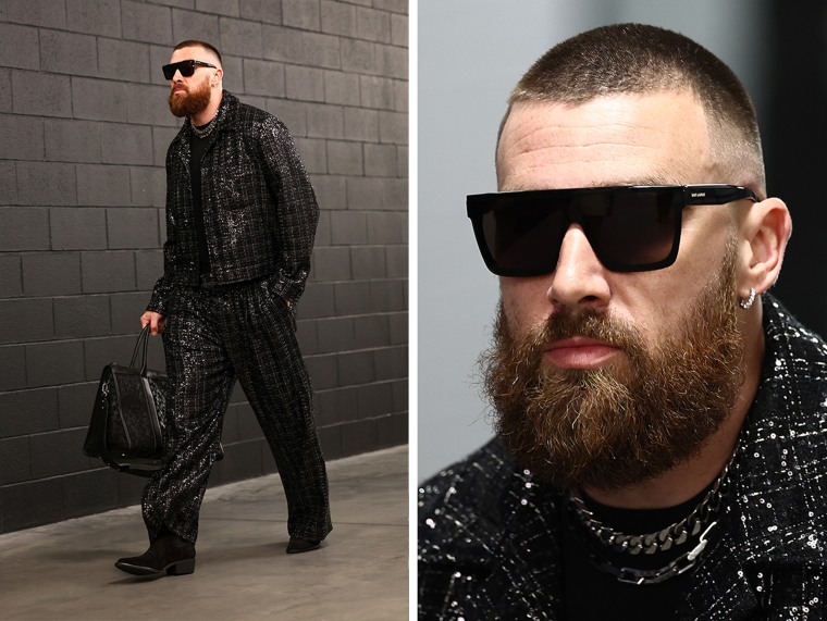 Travis Kelce in all black.