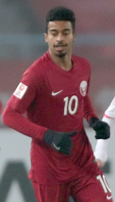 Akram Afif as seen while playing for Qatar U23 in 2018