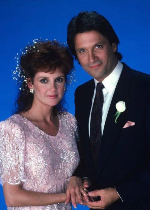 Jacklyn Zeman and Sam Behrens seen as their characters Bobbie Spencer and Jake Meyer from the soap opera General Hospital