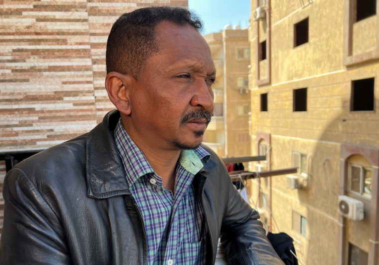 Mohieldin Jaafar, a volunteer at the emergency response room serving Al Fiteihab in Omdurman, attends an interview with Reuters in Egypt