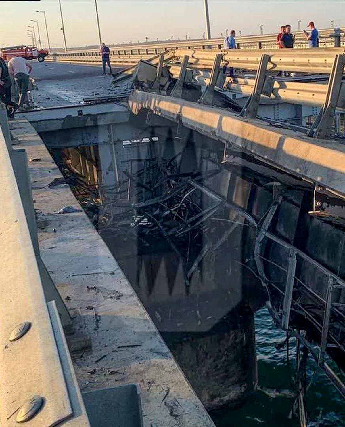 Parents killed and daughter injured after explosions reported on Crimean bridge