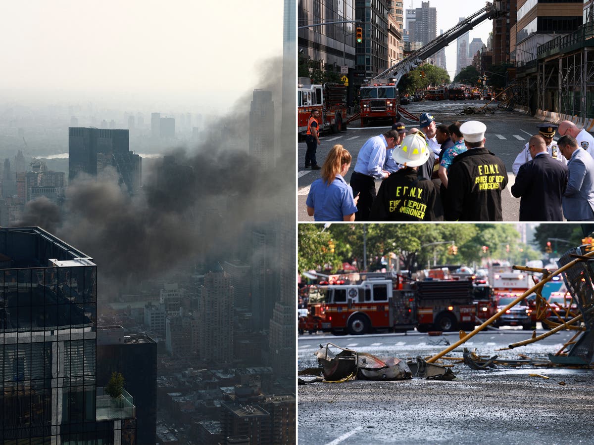 NYC construction crane catches fire and collapses into Manhattan high rise - live