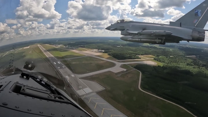 Watch: Inside RAF fighter jet cockpit over Estonia as Russian invasion of Ukraine continues