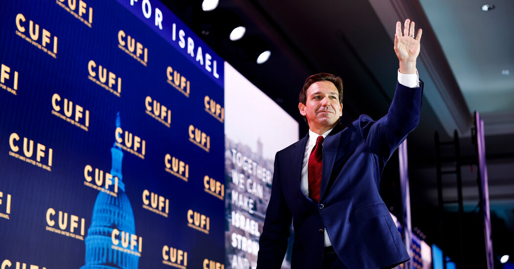 DeSantis, Attacking Biden Policies, Seeks to Burnish Pro-Israel Credentials