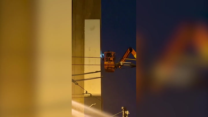 Luminous X sign installed on Twitter building in San Francisco