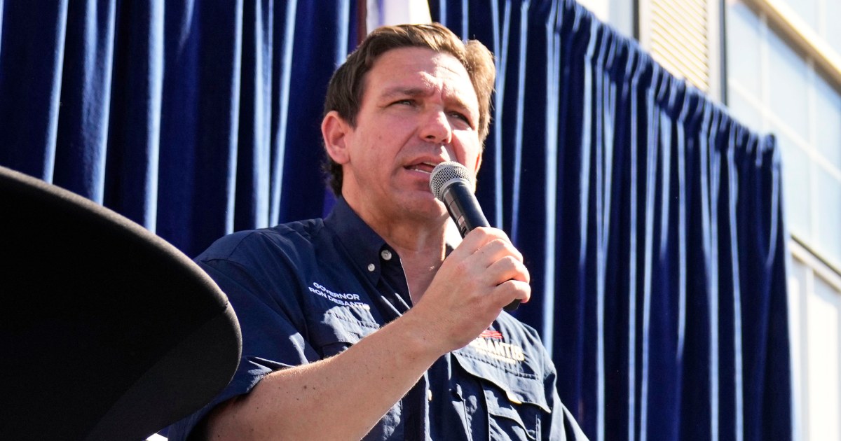 Ron DeSantis dogged by protesters at Iowa State Fair