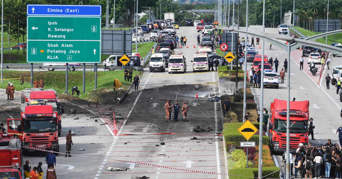 Private jet crashes onto a highway in Malaysia, killing 10